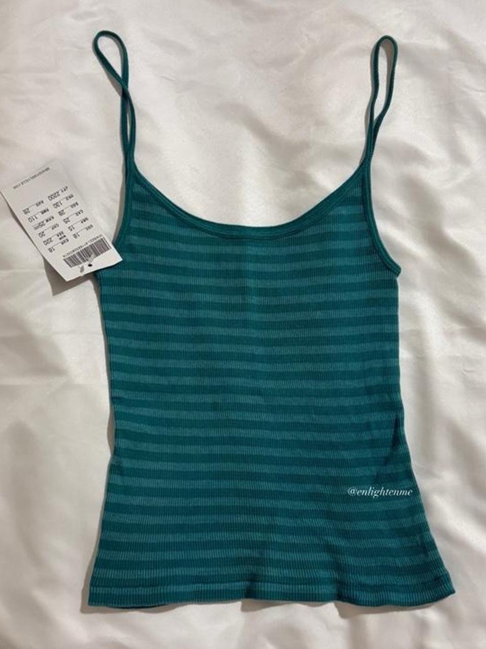 Brandy Melville dark teal striped thermal tank top